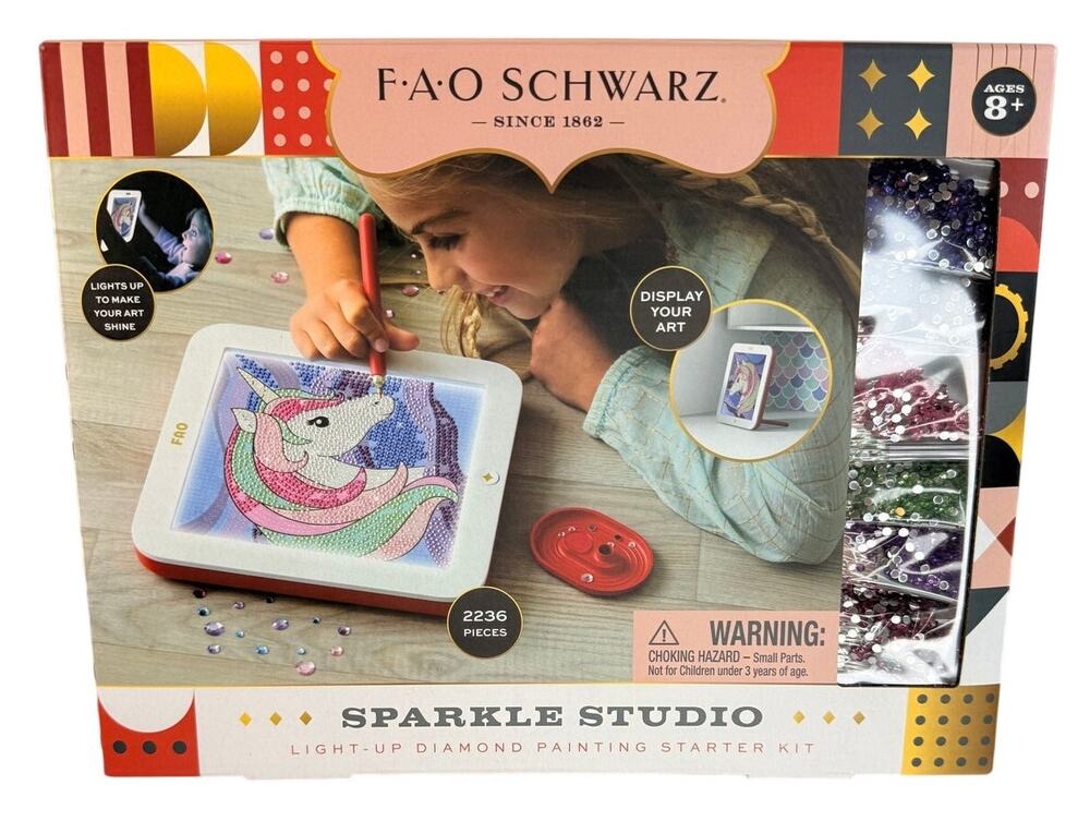 NIB 2022 FAO Schwartz Sparkle Studio Light-Up Diamond Painting Starter Set